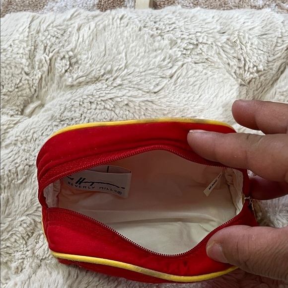 Chic Red Quilted Cosmetic Bag with Yellow Trim